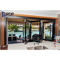 Ventana Plegable de Vidrio sin Marco, de Aluminio con Rotura de Puente Térmico, de 2 Paneles, Horizontal, Eficiente Energéticamente, Moderna, Venta al Por Mayor PDP