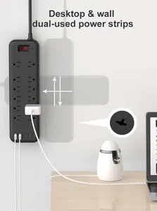 חכם רב תקע קיר הר גל חשמלי מגן רצועת כוח USB כבל מאריך שקע 4 AC לשקע לבית שידה