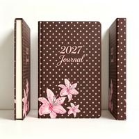 Agenda 2027, carnet à pois en PU, format A5, couverture rigide, agenda mensuel et hebdomadaire, cadeau