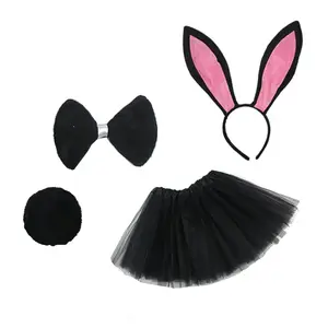 Bandeau oreilles de lapin Costume de lapin pour enfants Halloween, pâques, robe, ensemble d'accessoires de Cosplay 2022