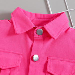 Nuevo Conjunto de Ropa de Verano para Niñas, Traje de Mezclilla con Solapa, Top de Manga Corta y Pantalones, Conjunto de Dos Piezas a la Moda - Product Image 3