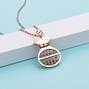 tily venta al por mayor de joyería chapado en oro rosa moneda de cobre fortuna Abacus colgante collar de cadena para las mujeres - Product Image 4