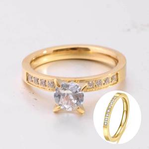 Bague en or pour femme avec zircon et accents de diamants, sertie à griffes, bijoux de fiançailles CG1844 - Product Image 1