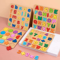 Rompecabezas de Madera 3D con Letras y Números, Juego de Aprendizaje Cognitivo, Tableros de Actividades de Educación Temprana, Juguetes para Niños y Niñas