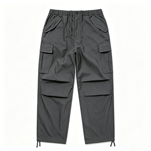 Men's Elastic Waist Cargo Pants Loose Straight Multi-Pocket <b>Drawstring</b> Ankle Casual Full Length <b>Trousers</b> - Product Image 3
