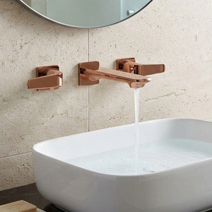 Rubinetto da Parete Nero Opaco di Lusso a 3 Fori con Doppia Leva per <span class=keywords><strong>Lavabo</strong></span> <span class=keywords><strong>Bagno</strong></span>, <span class=keywords><strong>Miscelatore</strong></span> per Progetti di Ristrutturazione Villa e Hotel - Product Image 3