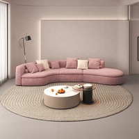 Sofá Chenille con Estructura de Madera Maciza, Forma Sinuosa en C, Color Alabastro, Asientos Acolchados, Venta al por Mayor para Sala de Estar
