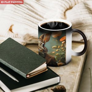 Frosted Black 11oz <b>Ceramic</b> <b>Mug</b> Heat Color Changing Magic Cup Friend Gathering Festival Gift - Product Image 3