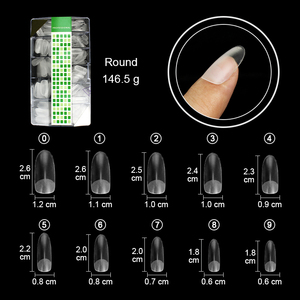 500 <span class=keywords><strong>Uñas</strong></span> Postizas Francesas Transparentes Mate, de Cobertura Completa, Cortas, Forma Almendrada - Product Image 2