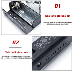 Réchaud à <span class=keywords><strong>gaz</strong></span> OEM 2 brûleurs pour <span class=keywords><strong>camping</strong></span>, cuisinière à <span class=keywords><strong>gaz</strong></span> double brûleur avec bouteille, pour barbecue extérieur - Product Image 2