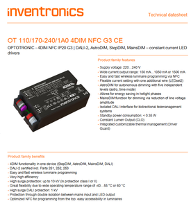 ไดรเวอร์ LED กระแสคงที่ OSRAM รุ่น OT 110/170-240/1A0 4DIM NFC G3 CE 110W  แบบ DALI-2 4 in 1 ปรับหรี่แสงได้ - Product Image 2