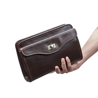 Pochette enveloppe en cuir pleine fleur véritable sur mesure pour homme, multi-compartiments, pour voyages d'affaires, compatible avec tablette 8,3 pouces