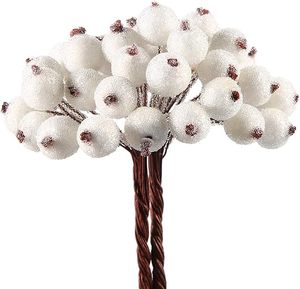 Baies de <span class=keywords><strong>houx</strong></span> artificielles givrées GM Fake 12 mm Mini Christmas Fruit Berry Flower Decor - Product Image 2