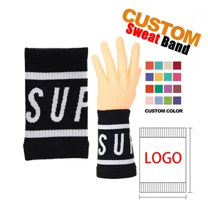 Großhandel Sport Running Cotton Sweat band Handgelenks tütze Benutzer definiertes Logo Fitness Handschutz Handgelenks tütze