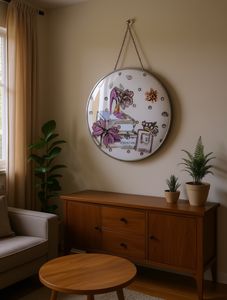 กระจกตกแต่งทรงกลมลูอาคัวแก้วโบฮีเมียนแฮนด์เมด 1 ชิ้นสำหรับตกแต่งผนังบ้าน - Product Image 2