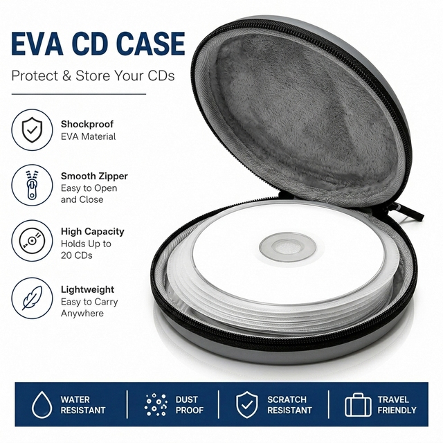 Custom Round EVA CD Case Personalized Cartoon Print Fabric CD DVD Storage Bag Zip Closure Bulk Order for Promotional Gifts