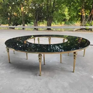 China supplier gold Stainless Steel Frame Round dining room event wedding party tables