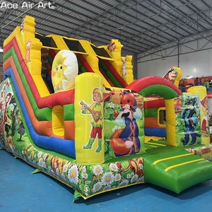 Château gonflable pour enfants sur le thème des contes de fées forestiers, imprimé <span class=keywords><strong>loup</strong></span> et renard, avec toboggan, idéal pour les fêtes en extérieur - Product Image 2