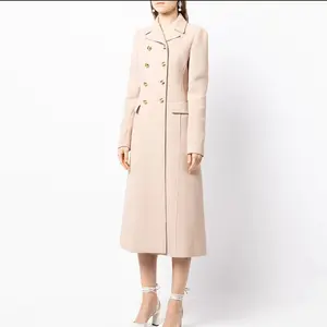 Custom Winter Clothes Plus Size Overcoat Women's Trench Coats And Jacket,Double Breasted Slim Back Slit Long Coat