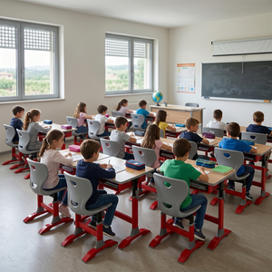 Juego de Mesa y Silla Escolar de Metal Ajustable de Diseño Moderno para el Aula, Marca SONGYE ST-0609, Silla Escolar, Mesa para el Aula - Product Image 5