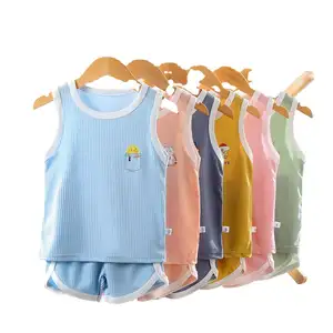Manufacturer Wholesale Children's Vest Shorts Suit Kids Plain Thin Clothing Sets