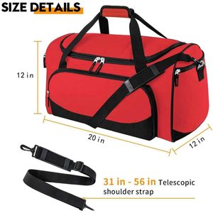 Bolsa de deporte Uarition Gym Duffle Bag de 50L, bolsa de lona grande roja para mujer, para deportes, entrenamiento, viajes, duradera, resistente, con correa ajustable - Product Image 3
