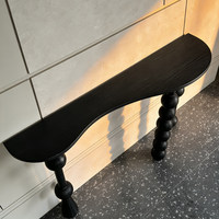 Console rétro française en bois massif, meuble d'entrée de style mid-century, table d'appoint étroite pour couloir, chambre et entrée, décoration