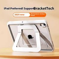 Étui de protection plat en alliage d'aluminium transparent pour iPad Air4/Air5/Air6 avec emplacement pour stylet et support métallique pliable