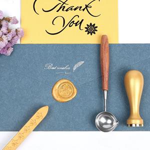 Старинный винтажный набор штампа с восковой печатью на заказ с гравировкой латунной головкой для свадебных конвертов и офисного декора из бумаги - Product Image 3