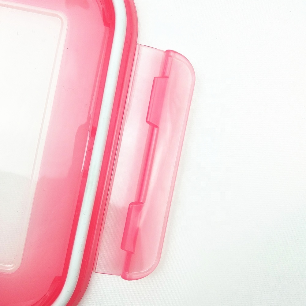 Écologique anti-Fuite Micro-ondable Rect Verre Alimentaire Gardien Boîte de Conteneur de Stockage Avec Pp Couvercle De Couleur