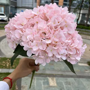 Hot Sale Wedding Flower 5 Head Large Silk Hydrangea Flowers Blush Pink