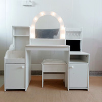 Petit bureau de maquillage pour enfants avec miroir lumineux, table de toilette moderne avec miroirs pour chambre à coucher