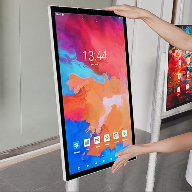 Portable Smart TV with 90 Degree Rotation Battery-Powered Android System Follow Me Feature for Shopping Mall & Elevator Use