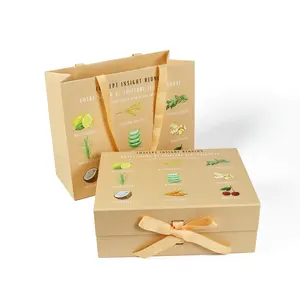 Caja de cartón magnética para zapatos de tela de lujo con logotipo personalizado, caja plegable con imán, juego de cosméticos con bolsa de papel de regalo