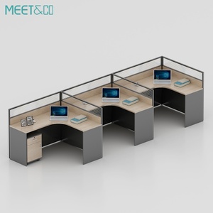 Poste de travail modulaire de bureau moderne personnalisé pour 2 à 6 personnes, table extensible avec cloison de séparation - Product Image 3