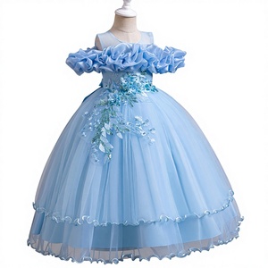 Vestido de Fiesta Estilo Europeo para Niñas, Vestido de Tul con un Hombro Descubierto, Venta al por Mayor de Fábrica, Ropa para Bodas y Actuaciones Infantiles - Product Image 1