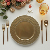 Assiette de Présentation Écologique Marron Doré en Plastique, Style Classique 13 Pouces pour Mariage, Restaurant, Hôtel, Décoration de Plats