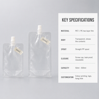 Pochette souple à bec verseur central 50-500 ml, transparente, pour liquides, avec impression de logo personnalisée, anti-fuite, bouchon à vis