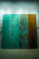 Venta al por mayor de fábrica, revestimiento de pared de cobre, textura de óxido, Panel de cemento suave para decoración de paredes internas y externas