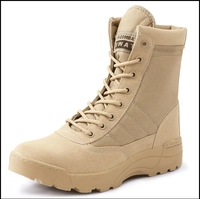 Bottes de randonnée tactiques mi-montantes en cuir noir avec embout en acier pour hommes et femmes
