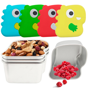 Fiambrera para niños pequeños de 9oZ para guardería, contenedores de alimentos a prueba de fugas de fácil apertura escolar con tapas de silicona, contenedores de aperitivos de acero inoxidable - Product Image 1