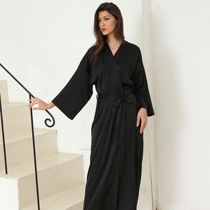 Long Luxury <strong>Ladies</strong> Nightgown Black Bathrobe Satin Bridesmaid <strong>Robe</strong> Women Plain <strong>Kimono</strong> <strong>Robe</strong> 6040 - Product Image 5