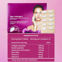Comprimés de peptides de collagène, peptides d'élastine, acide hyaluronique, cynorrhodon, vitamine C et vitamine E