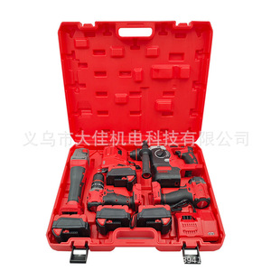 four-piece combination set lithium battery screwdriver <b>power</b> <b>tool</b> electric hammer angle grinder electric wrench - Product Image 5