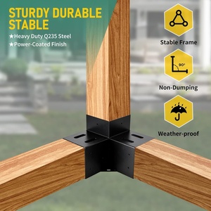 4x4 3 voies Pergola/Gazebo support 90 ° Angle droit Extension d'angle <span class=keywords><strong>noir</strong></span> poudre enduit bricolage modulaire dimensionnement matériel 4 pièces - Product Image 4