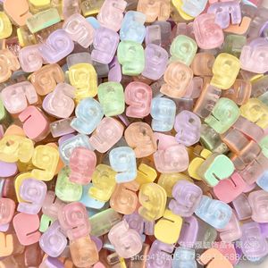 10 pz/sacchetto Perline acriliche focali con numeri e <span class=keywords><strong>lettere</strong></span>, foro grande, colori misti, diametro 20mm, per creazione gioielli e catene per cellulari Kandi - Product Image 4