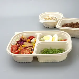 Contenedor de almidón de maíz, caja para llevar comida y bebida, embalaje de papel Kraft chino, desechable