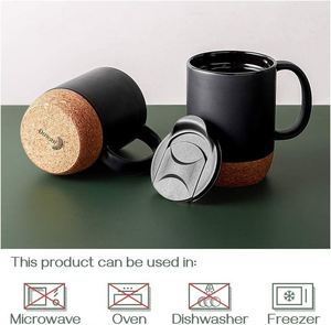 Factory Wholesale 11oz <b>Enamel</b> <b>Mugs</b> and Cork Base Custom Coffee <b>Mug</b> with Logo Colorful Ceramic <b>Mugs</b> With Wooden Bottom - Product Image 5