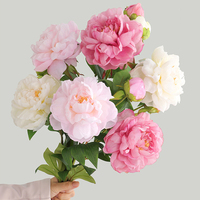 Bunga Peony Sutra Buatan Berkualitas Tinggi 2 Kepala Warna Putih Realistis Romantis Impian untuk Pernikahan Wisuda Natal Hari Valentine