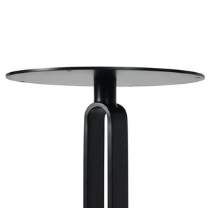 مخصص فندق جولة طاولة القهوة متكلس حجر أعلى الإطار المعدني منضدة طعام حديثة الأسود - Product Image 4